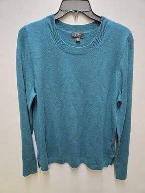 J.Crew 100% Cashmere Womens Large Pullover Sweater Top NWT Green Long Sleeve